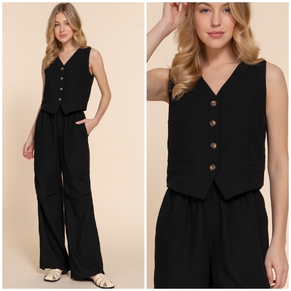 LAST ONE❗️Gorgeous Black 2-Piece Vest And Pants Set - Picture 9 of 10